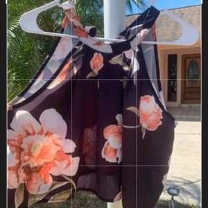Black and floral tank top